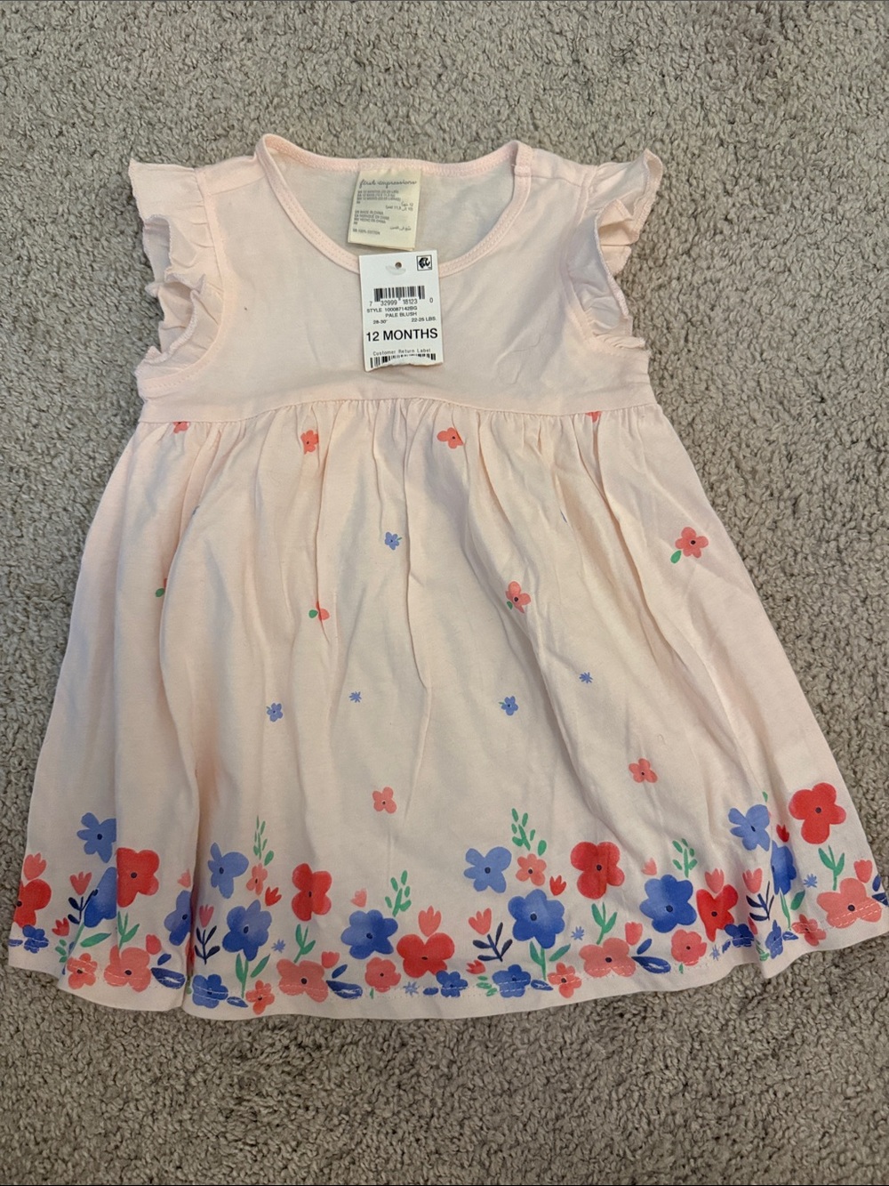 First Impressions Light Pink Floral Border Dress